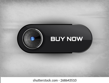 Futuristic buttons BUY NOW with blue diod. Vector icons.