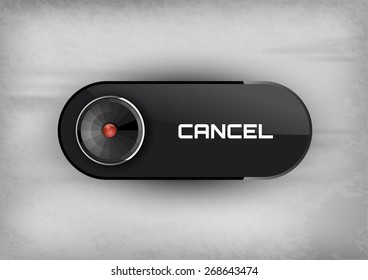 Futuristic buttons CANCEL with blue diod. Vector icons.