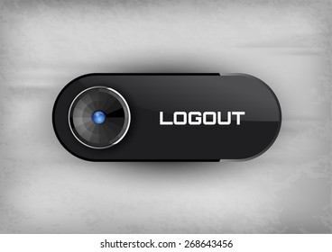 Futuristic buttons LOGOUT with diod. Vector icons.