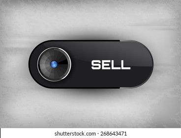 Futuristic buttons SELL with diod. Vector icons.