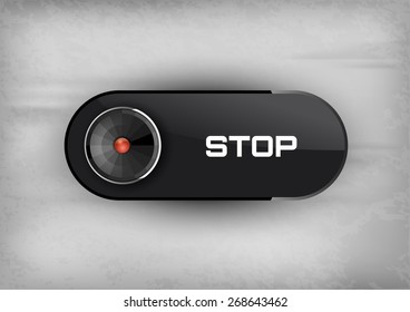 Futuristic buttons STOP with diod. Vector icons.