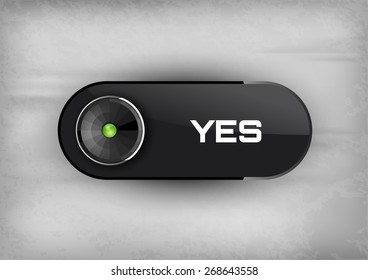 Futuristic buttons YES with diod. Vector icons.