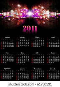 Futuristic calendar of 2011. Easy to edit. Vector illustration.