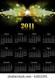 Futuristic calendar of 2011. Easy to edit. Vector illustration.