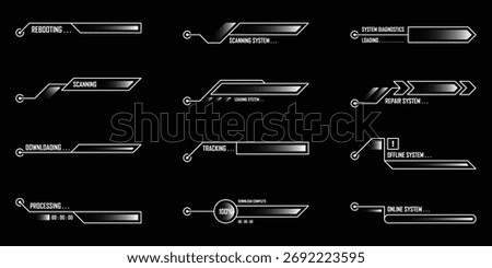 Futuristic Callout Box Design. Sci-fi futuristic hud dashboard display virtual reality technology screen. User Interface set. Statistics, Data information infographic. Vector illustration Stock photo © 
