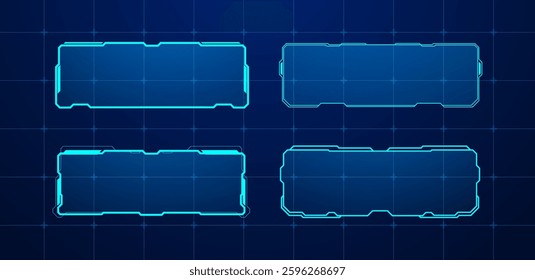 Futuristic callout title banner, or digital frame boxes. HUD screen or textbook blue