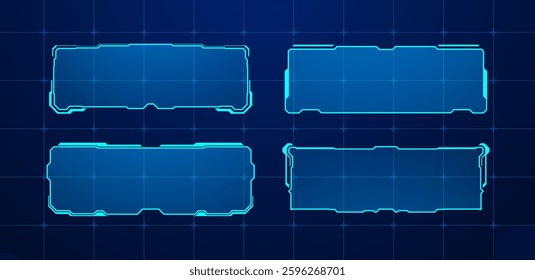 Futuristic callout title banner, or digital frame boxes. HUD screen or textbook blue