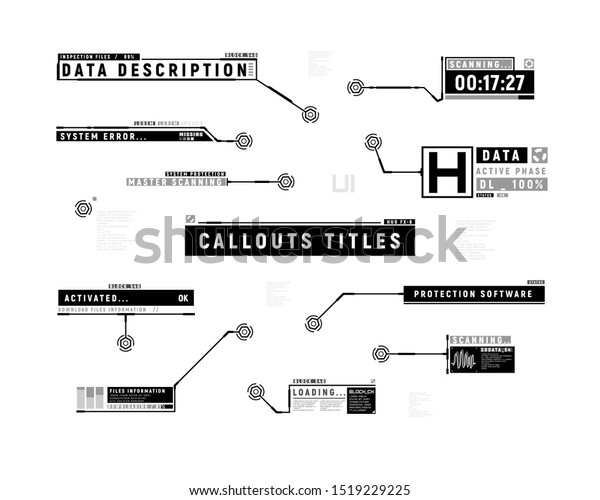 未来的な吹き出し 吹き出しバーラベルのハッドセット 下3の情報吹き出し デジタル情報ボックスレイアウトテンプレート Hudインターフェイスのエレメント ベクターイラスト のベクター画像素材 ロイヤリティフリー