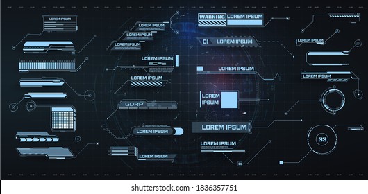 Futuristic Callouts titles in HUD style. Template Callout bar labels box  digital style. Futuristic User Interface boxes layout template. Box bars and modern digital info boxes layout templates vector