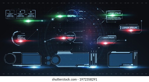 Futuristic Callouts titles in HUD style. Template Callout bar labels box digital style. Futuristic User Interface boxes layout template. Frame bars and modern digital info boxes layout templates