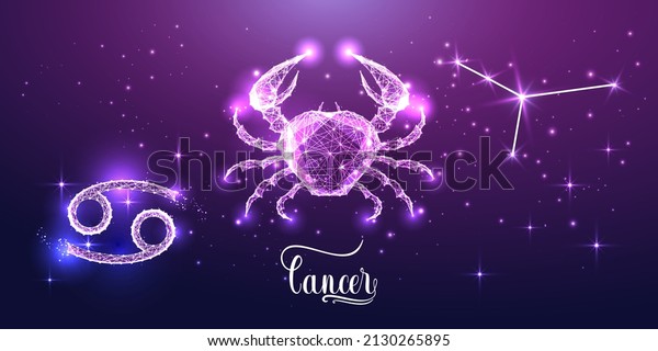 Futuristic cancer zodiac sign with
glowing crab animal zodiac figure, zodiac sign,
constellation