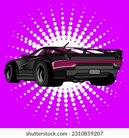 futuristic car back view purple colour