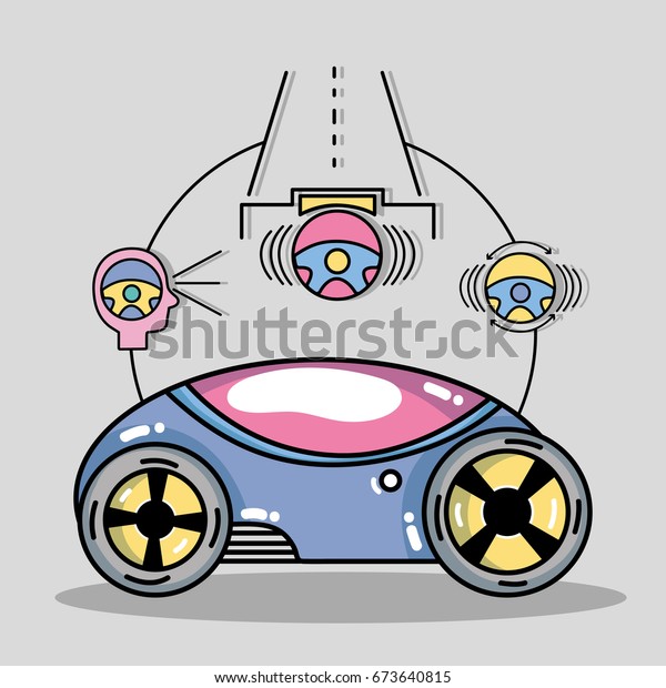 futuristic car with modern\
elements icons