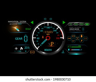 Futuristic car speed dashboard concept and logo icon vector design