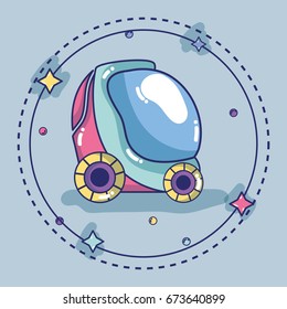 futuristic car with stars design background