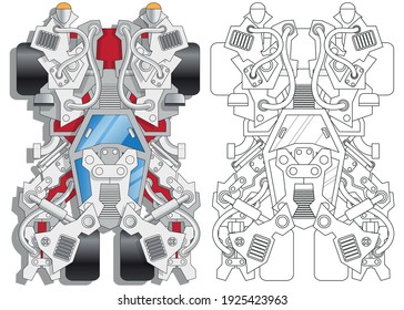 Futuristic car. View from above. Isolated on white background. Vector illustration.