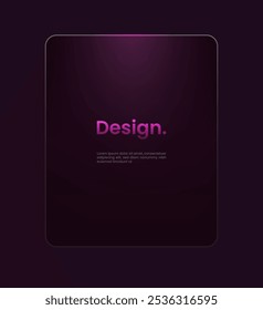 Futuristic card template. Website panel design interface concept. Neon light background.