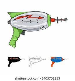 Ilustración vectorial de pistolas de explosión de dibujos animados futuristas