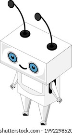 A futuristic cartoon kind robot. Vector character illustration on a white background.