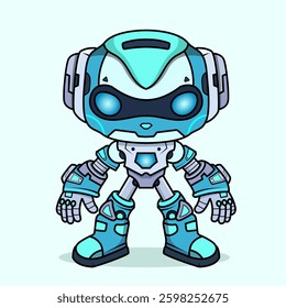 Futuristic Cartoon robotic character detailed robot for tech-themed designs, chatbot concepts, and playful AI-related projects Electronic equipment and humanoid animation concept on background