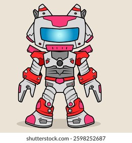 Futuristic Cartoon robotic character detailed robot for tech-themed designs, chatbot concepts, and playful AI-related projects Electronic equipment and humanoid animation concept on background