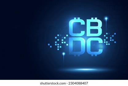 Futuristic Central Bank Digital Currency CBDC text digital transformation abstract technology background. E-money cryptocurrency and new digital currency concept. Vector illustration