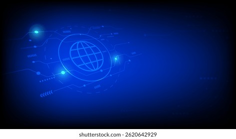 Futuristic chart symbolizing globalization and worldwide connectivity on a blue background. Ideal for business, economics, international trade, technology, and digital data visualization concepts.