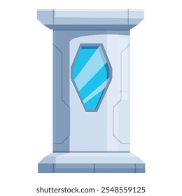 Futuristic checkpoint granting access to modern building featuring blue window, ideal for architectural visualization