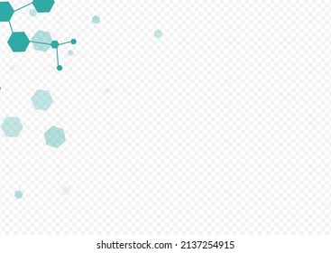 Futuristic Chemical Structure Vector Transparent Background. Medical Medicine Illustration. Technology Molecule Science Poster. Abstract Backdrop.