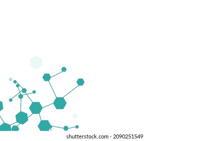 Fondo blanco de vectores de química futurista. Afiche Científico del Adn. Banner de ciencia de estructura química tecnológica. Resumen de fondos de escritorio.