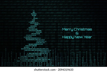 Futuristic christmas background with binary code 