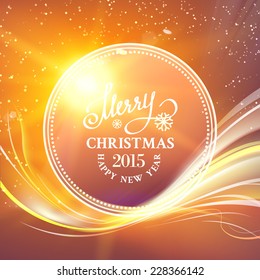 Futuristic christmas card with sparks glow and text. Vector illustration.