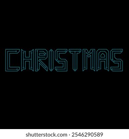 Futuristic "CHRISTMAS" word typography with pcb trace line art design on a black background 