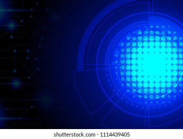 Futuristic circle with blue glowing light
