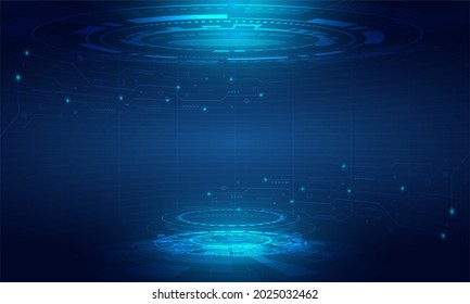 Futuristic circle blue vector HUD.Podium.Modern technology.Gaming.