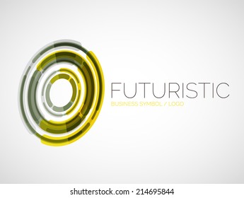 Futuristic circle business logo design, button, symbol or sign concept