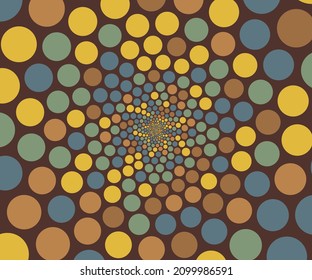 Futuristischer Kreis konfetti radialer Hintergrund. Mysteriöse gepunktete Muster pastellfarben. Geometrisches Vektorbanner
