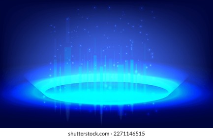 Futuristic circle element portal and hologram. hi-tech collection in HUD style. The podium teleport circle magic. abstract high tech futuristic technology designd. Sci-fi circle elements.