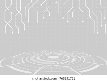 Futuristic circle floor with abstract lines on dot background