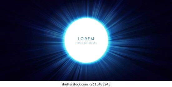 Futuristic circle glowing light effect with sprkle on dark blue background. Technology futuristic neon hi-tech communication, innovation design. Vector illustration
