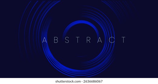 Futuristic circle gradient background with abstract ripple rings and geometric stripes. Hi-tech design for web, ads, social media, posters, banners, and covers. Vector template.