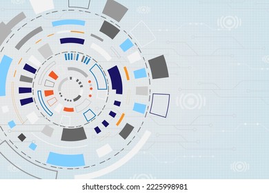 futuristic circle HUD display interface technology, abstract vector background