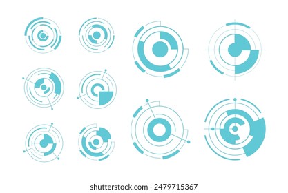 Conjunto de elementos HUD de círculo futurista