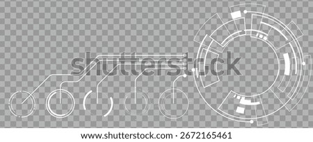 Futuristic circle infographic with tech lines, digital HUD vector interface