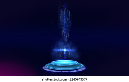 Futuristic circle interface design. Abstract futuristic template. Circle portals, teleport, hologram gadget. Blank display, stage or magic portal, podium for show product