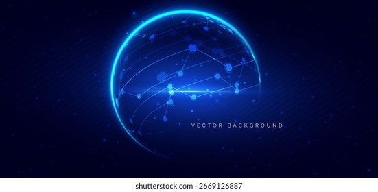 Futuristische Kreislinien mit blauem Lichteffekt und glitzern auf blauem Hintergrund. Technologie-Datenkommunikationskonzept. Vektorgrafik