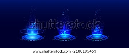 futuristic Circle portals, Sci-fi digital hi-tech elements for presentation GUI, VR, games HUD projector, magic portal, circle teleport podium. 