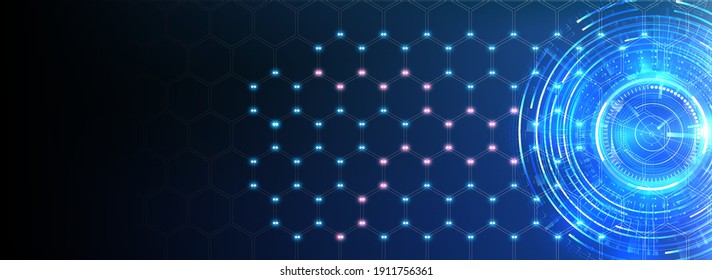 Futuristic circle vector HUD, GUI, UI interface screen design. Abstract style on blue background. Abstract vector background. Abstract technology communication design innovation concept background.
