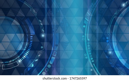 Futuristic circles design innovation concept. Abstract communication vector illustration. Sci-fi blue background with various technological elements.