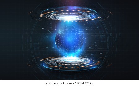 Futuristic circles forming a protective blue sphere on an isolated background. Bubble shield. Dome geometric in the form of an energy shield in an abstract glowing style. Vector illustration